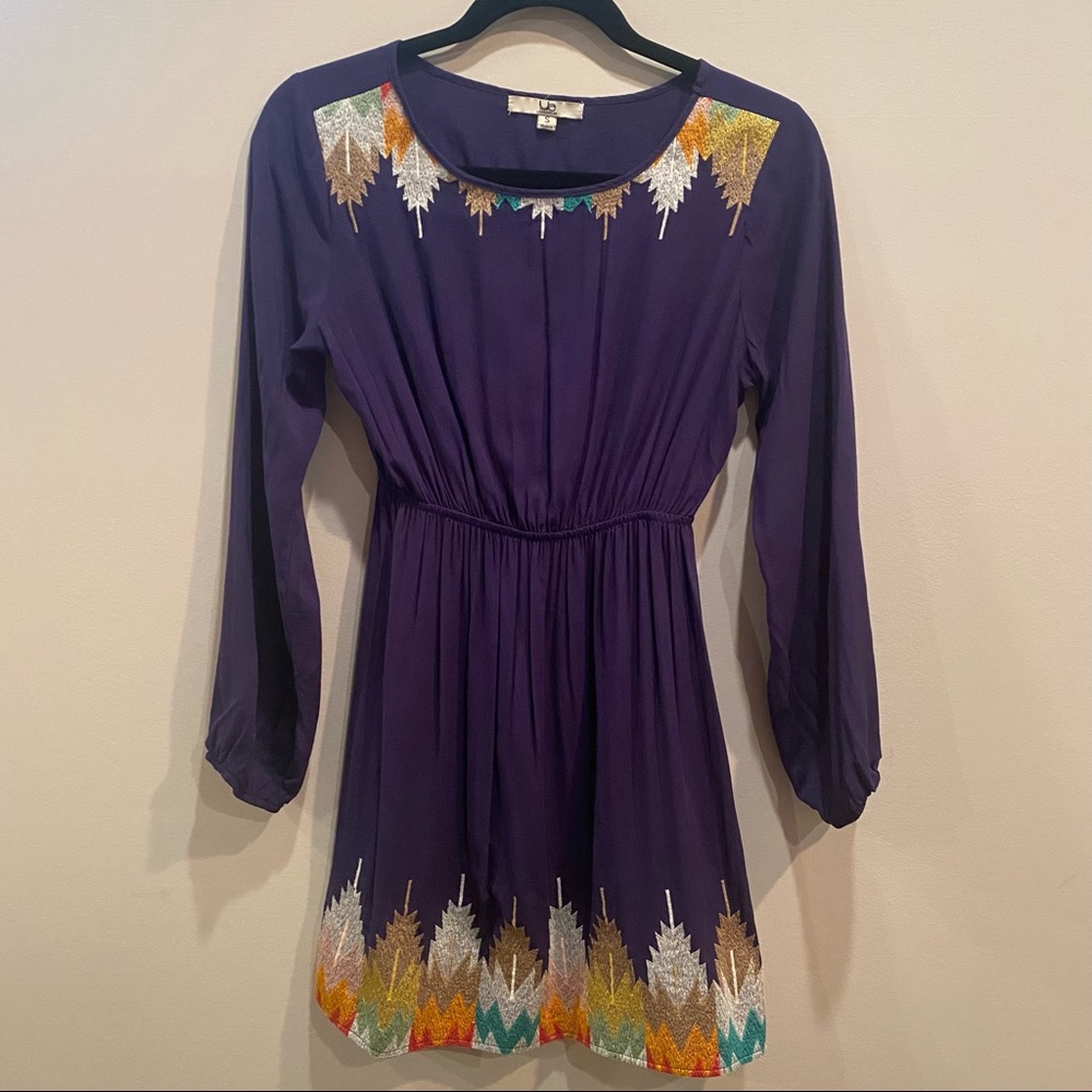 Ya Los Angeles Purple Embroidered Dress